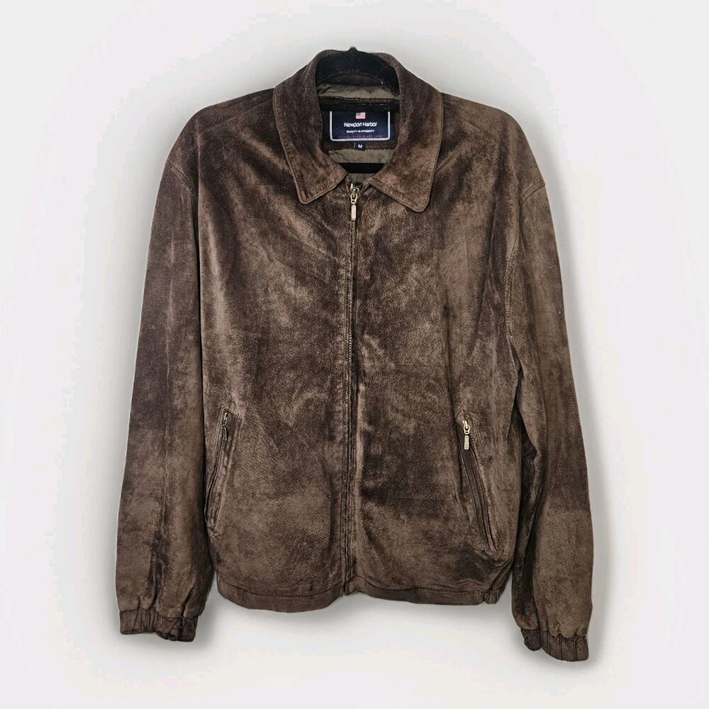 Y2K Vintage Newport Harbor Men's Classic Brown Suede Jacket Medium